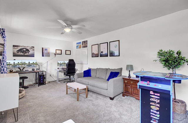 1032 Windward Rd, Charleston, SC 29412 - carpeted living room featuring a desk and a ceiling fan