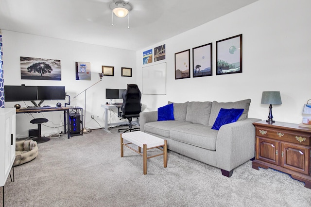 1032 Windward Rd, Charleston, SC 29412 - living room with carpet floors, an office area, and ceiling fan