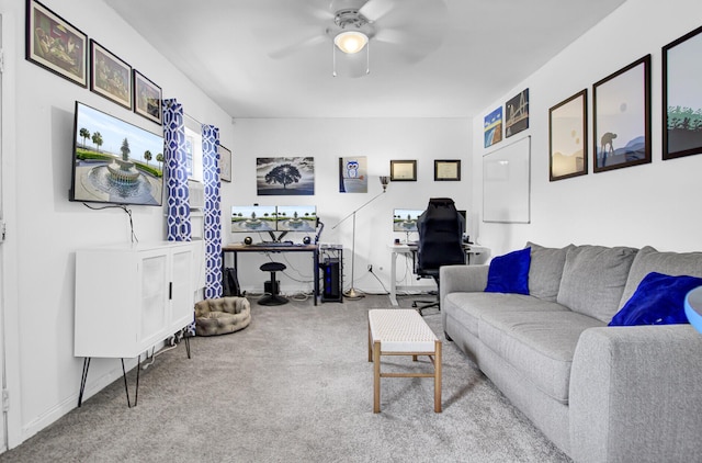 1032 Windward Rd, Charleston, SC 29412 - carpeted living room featuring a ceiling fan and a desk