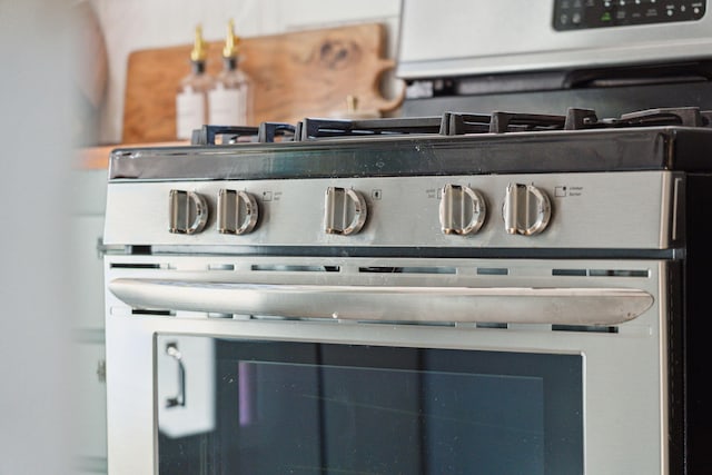 room details with stainless steel range oven