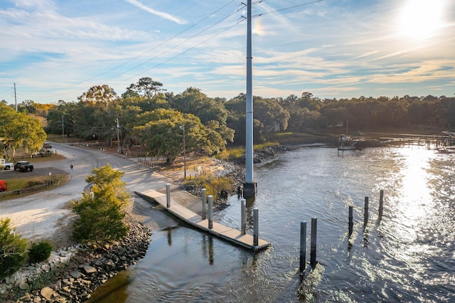 property view of water with a boat dock