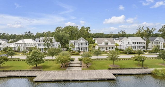 1566 Lindsey Creek Dr, Mount Pleasant, SC 29466 - dock with a residential view, a lawn, and a water view