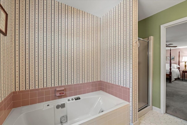 19 Cameroon Dr, Beaufort, SC 29907 - bathroom with a bath, a shower stall, ensuite bath, and tile patterned flooring