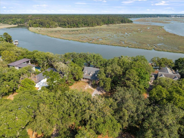 19 Cameroon Dr, Beaufort, SC 29907 - aerial view of property and surrounding area featuring a large body of water and a heavily wooded area