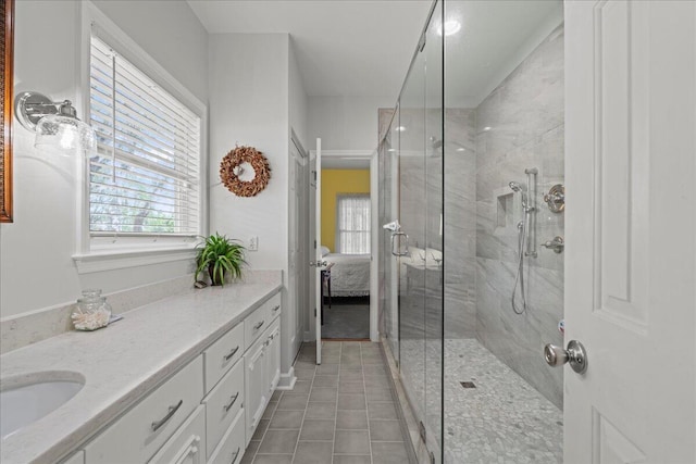 19 Cameroon Dr, Beaufort, SC 29907 - full bath featuring a stall shower, plenty of natural light, and tile patterned floors