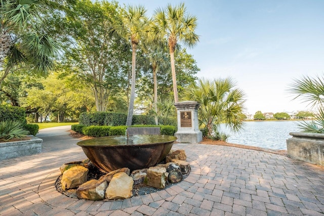 view of community featuring a water view