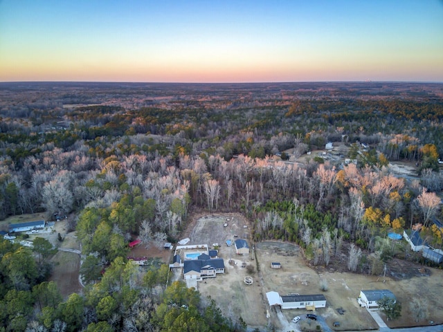 view of aerial view at dusk