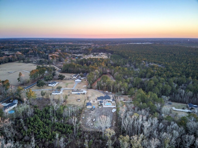 view of aerial view at dusk