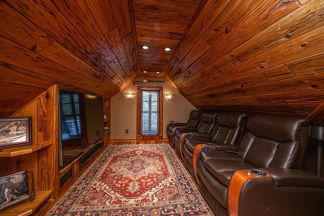 interior space with lofted ceiling and wood ceiling