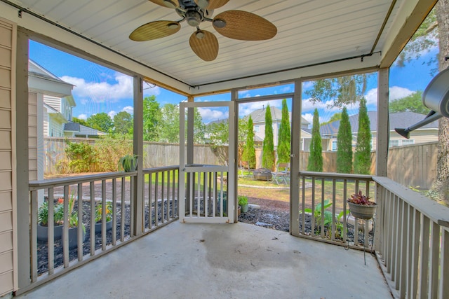 9682 Pebble Creek Blvd, Summerville, SC 29485 - unfurnished sunroom featuring a ceiling fan