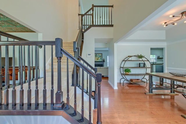 9682 Pebble Creek Blvd, Summerville, SC 29485 - stairway with wood finished floors and baseboards