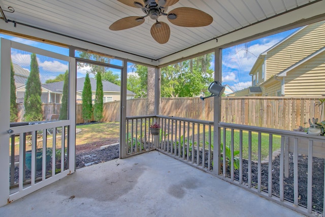 9682 Pebble Creek Blvd, Summerville, SC 29485 - unfurnished sunroom with a ceiling fan