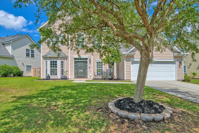 9682 Pebble Creek Blvd, Summerville, SC 29485 - view of front of house featuring concrete driveway, a front yard, and a garage