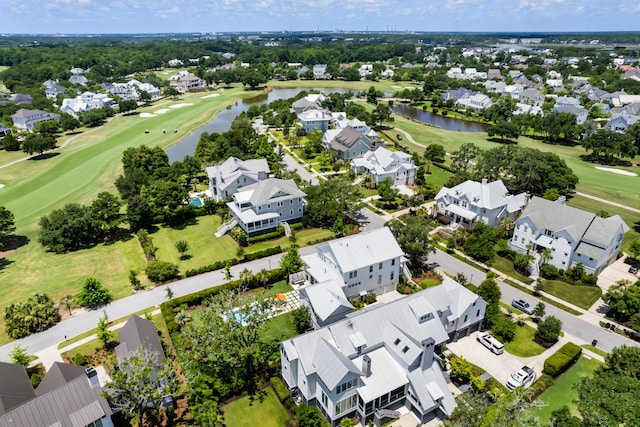 566 Wading Pl, Daniel Island, SC 29492 - aerial perspective of suburban area with a local golf course and a large body of water