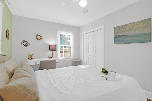 1159 Camden St, North Charleston, SC 29405 - bedroom featuring a ceiling fan, baseboards, and a closet