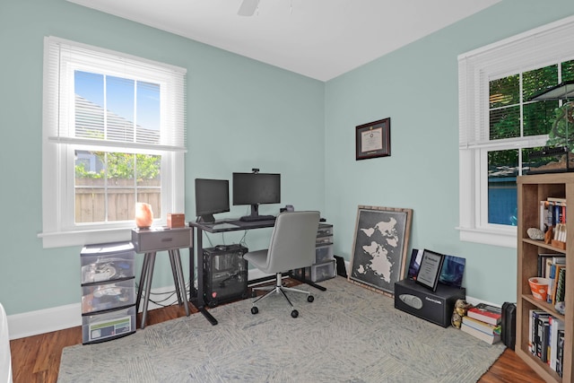 1159 Camden St, North Charleston, SC 29405 - office space featuring baseboards, a ceiling fan, and wood finished floors