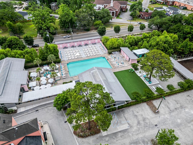 aerial view of a pool