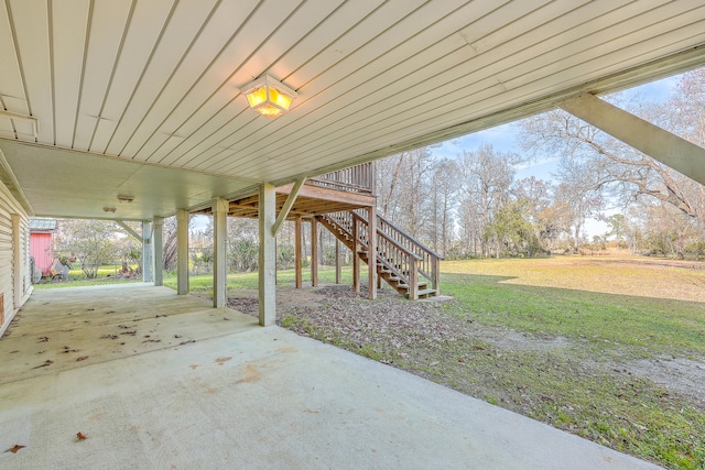 view of patio / terrace with stairway