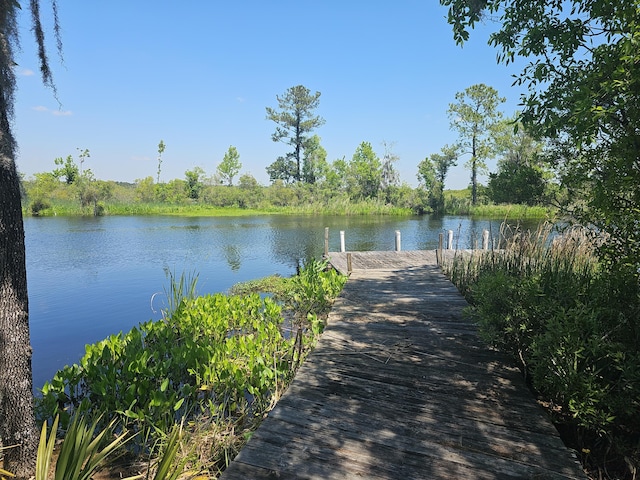 view of dock featuring a water view