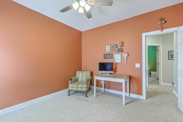 1408 Bimini Dr, Charleston, SC 29414 - office area featuring light colored carpet, ceiling fan, and baseboards