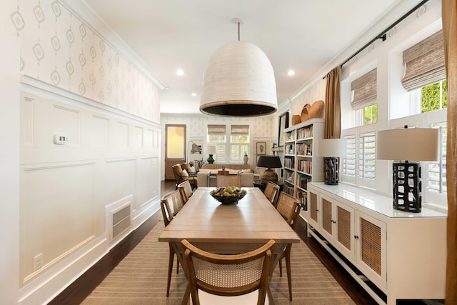 1012 Ashley Ave, Charleston, SC 29403 - dining room featuring recessed lighting, dark wood finished floors, plenty of natural light, and visible vents