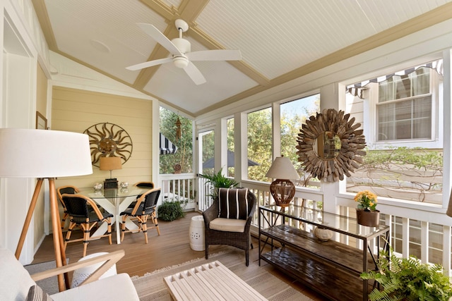 1012 Ashley Ave, Charleston, SC 29403 - sunroom featuring wooden walls, wood finished floors, and lofted ceiling
