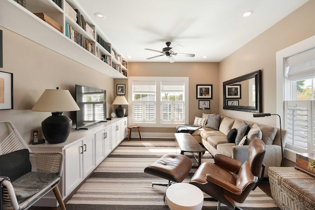 1012 Ashley Ave, Charleston, SC 29403 - living area featuring a ceiling fan and recessed lighting