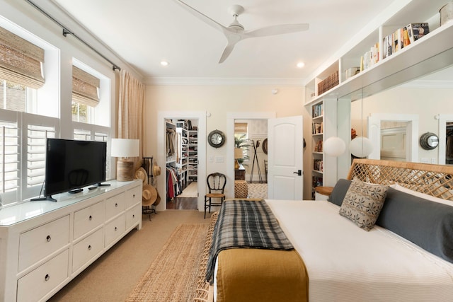 1012 Ashley Ave, Charleston, SC 29403 - bedroom featuring ceiling fan, a spacious closet, a closet, and ornamental molding