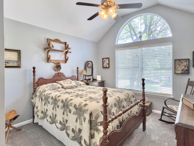 482 Planters Trace Dr, Charleston, SC 29412 - carpeted bedroom featuring vaulted ceiling, baseboards, and ceiling fan