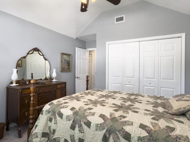 482 Planters Trace Dr, Charleston, SC 29412 - carpeted bedroom featuring lofted ceiling, a closet, and ceiling fan