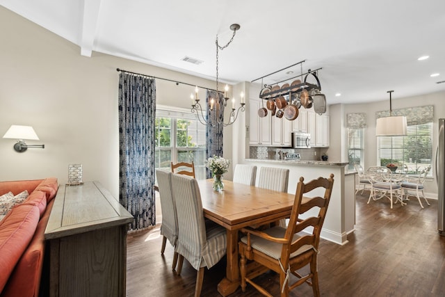 708 Lawton Harbor Dr, Charleston, SC 29412 - dining space featuring a chandelier, dark wood finished floors, and recessed lighting