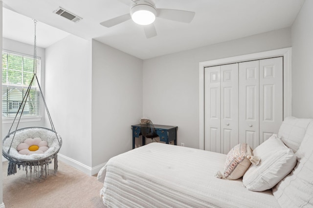 708 Lawton Harbor Dr, Charleston, SC 29412 - bedroom featuring carpet flooring, a closet, and a ceiling fan