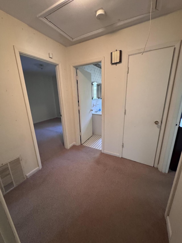 686 W Pine St, Varnville, SC 29944 - hall with attic access and carpet