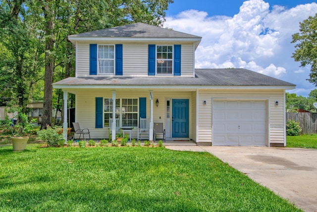 2538 Wayne Scott Ct, Charleston, SC 29414 - view of front of property featuring a porch, an attached garage, concrete driveway, and a front lawn