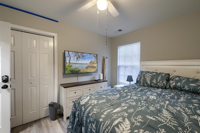 2538 Wayne Scott Ct, Charleston, SC 29414 - bedroom with a closet, light wood-style floors, and a ceiling fan