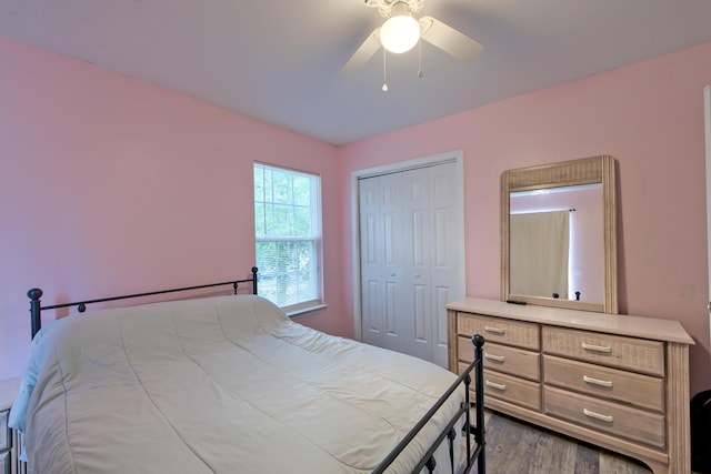 2538 Wayne Scott Ct, Charleston, SC 29414 - bedroom with a closet, wood finished floors, and a ceiling fan