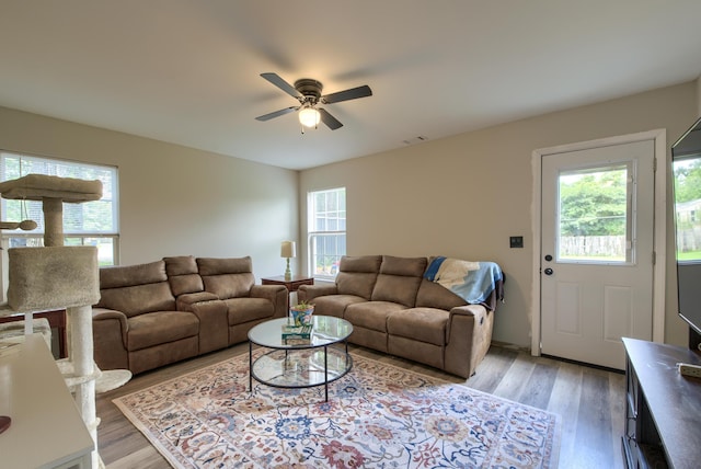2538 Wayne Scott Ct, Charleston, SC 29414 - living room with ceiling fan and light wood-type flooring