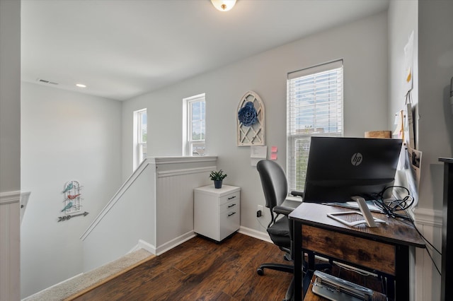 111 Nolin Rd, Moncks Corner, SC 29461 - office space with dark wood-type flooring, baseboards, and recessed lighting
