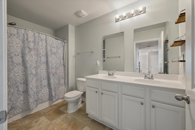 111 Nolin Rd, Moncks Corner, SC 29461 - bathroom featuring double vanity, toilet, and shower / bath combination with curtain