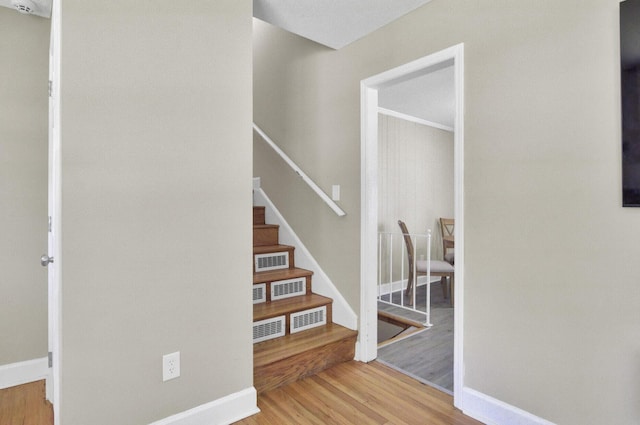3428 Plaza Ln, North Charleston, SC 29420 - stairway with wood finished floors and baseboards