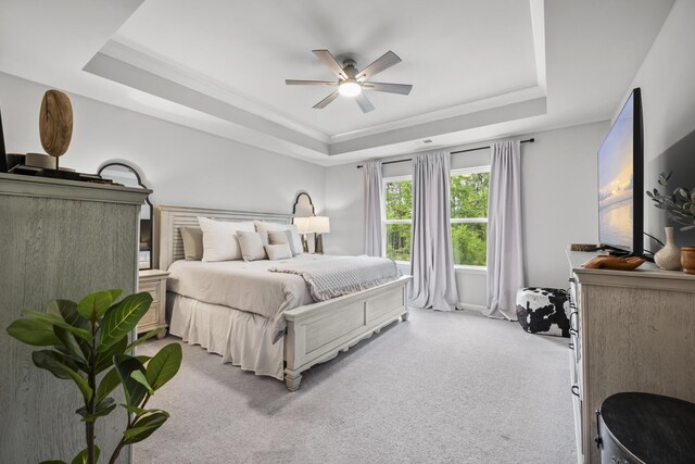 1387 Thin Pine Dr, Johns Island, SC 29455 - carpeted bedroom with a tray ceiling and a ceiling fan
