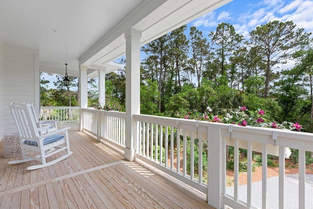 deck with covered porch