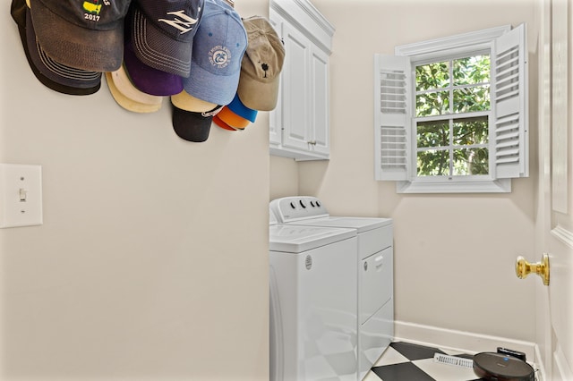 1096 Dunham Rd, Orangeburg, SC 29118 - laundry room with separate washer and dryer, cabinet space, and baseboards