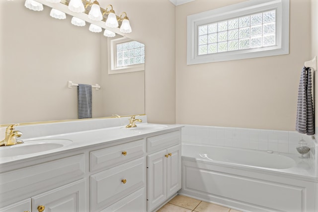 1096 Dunham Rd, Orangeburg, SC 29118 - bathroom with tile patterned floors, a garden tub, a sink, and double vanity