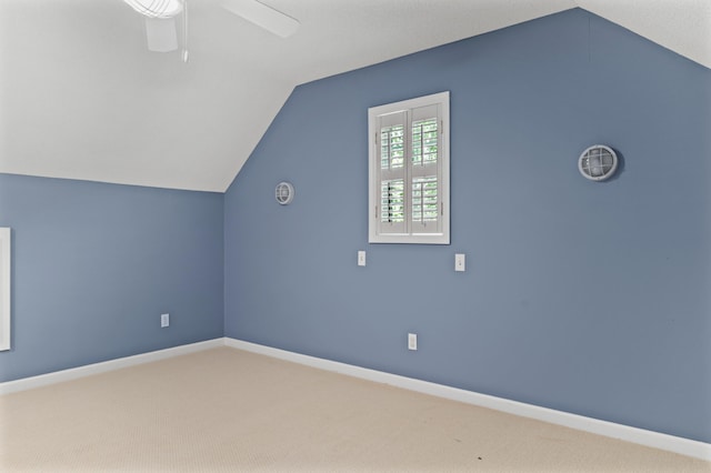 1096 Dunham Rd, Orangeburg, SC 29118 - bonus room with vaulted ceiling, carpet floors, a ceiling fan, and baseboards