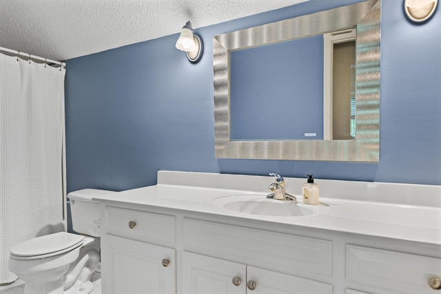 1096 Dunham Rd, Orangeburg, SC 29118 - full bathroom featuring toilet, a textured ceiling, vanity, and a shower with shower curtain