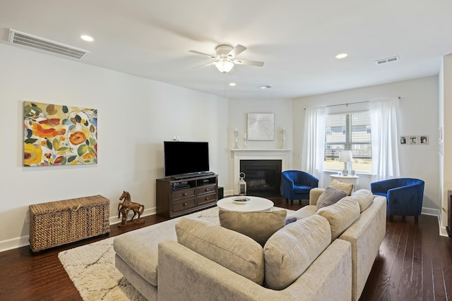 310 Silent Bluff Dr, Summerville, SC 29486 - living area featuring dark wood-style floors, visible vents, and baseboards