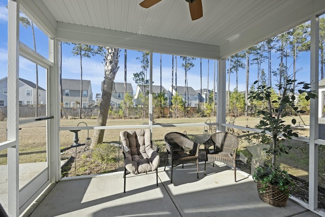 310 Silent Bluff Dr, Summerville, SC 29486 - sunroom / solarium featuring ceiling fan, plenty of natural light, and a residential view