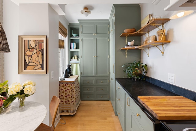 interior space featuring light wood-style floors and electric range