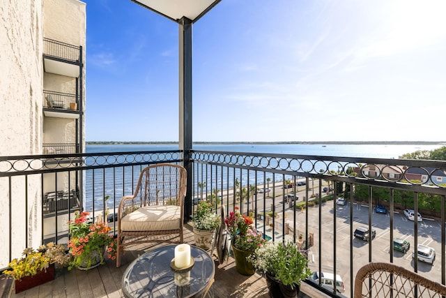 balcony with a water view